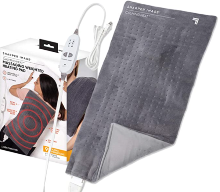 Calming Heat Massaging Weighted Heating Pad by Sharper Image - Electric