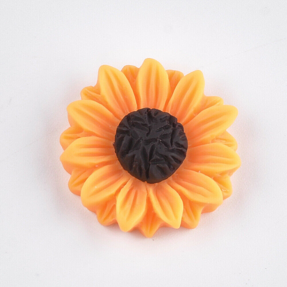 4 Sunflower Cabochons Resin Flatbacks Flower Flat Backs Daisy Findings 24mm