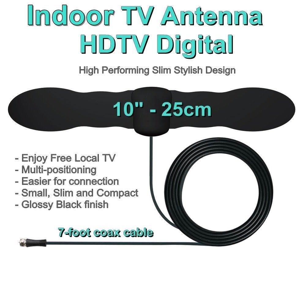 25 Miles Range -Compact Small Stylish Indoor HD TV Antenna- Enjoy Free ...