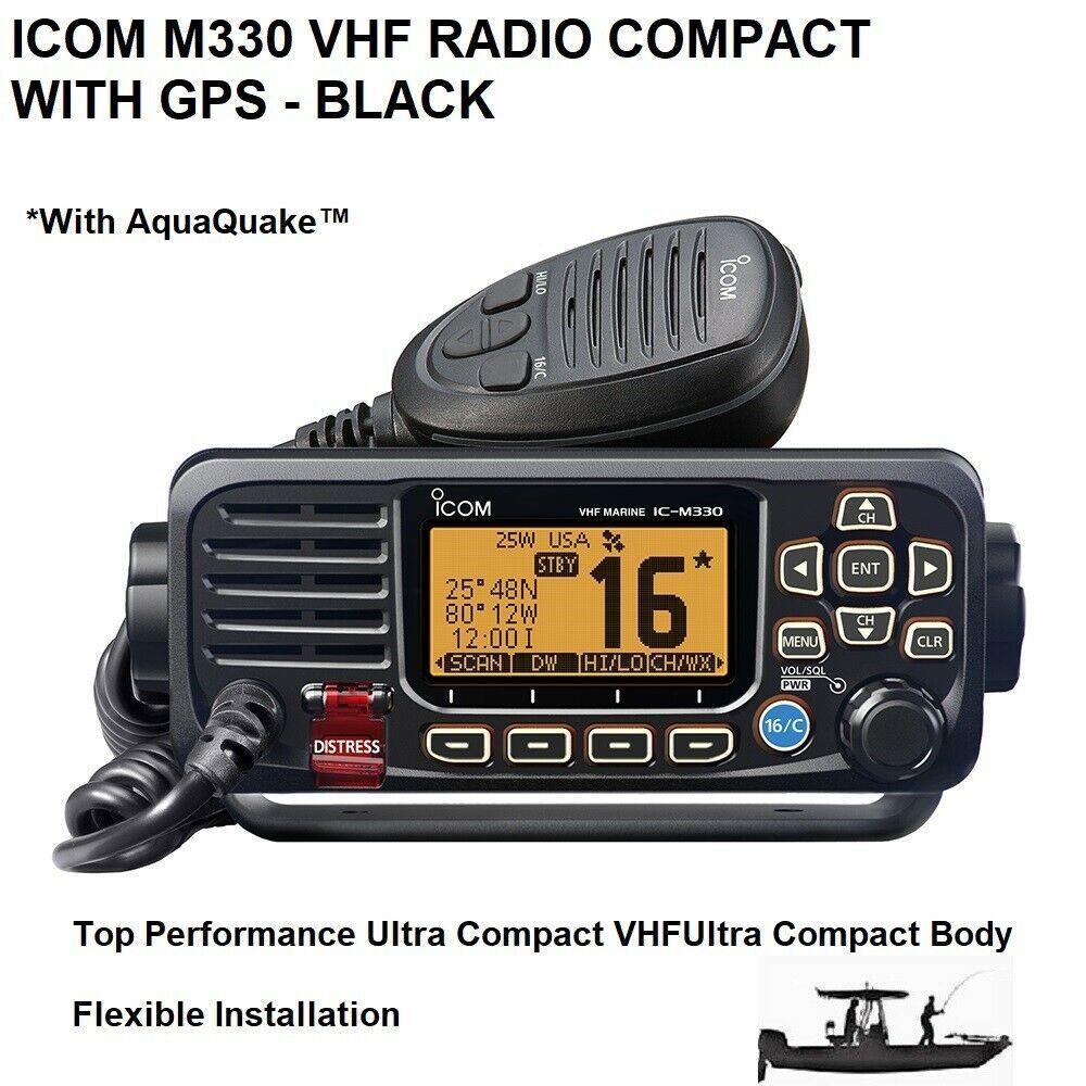 ICOM M330 VHF RADIO COMPACT WITH GPS - BLACK - Top Performance Ultra Compact VHF - $240.45