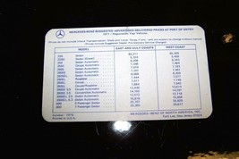 1971 mercedes owners price card brochure 280sl 280se 600 limo w113 w111 pagoda - $39.59