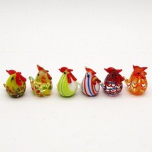 6 Pcs Colorful Glass Rooster Chicken Figurine Art Sculpture Home Gift De... - $20.49
