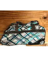 Thirty-One Uptown Rolling Weekender Duffel Bag Carry-on Handle in Sea Plaid - $69.30