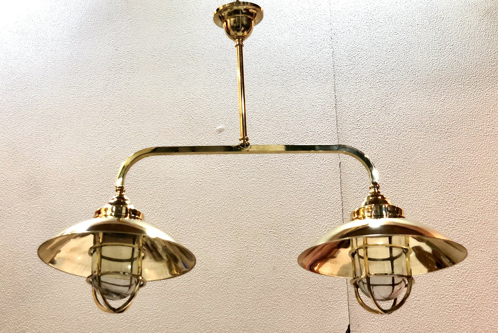 Nautical Retro Ship New Solid Brass Hanging Cargo Twin Pendant Light with Shade