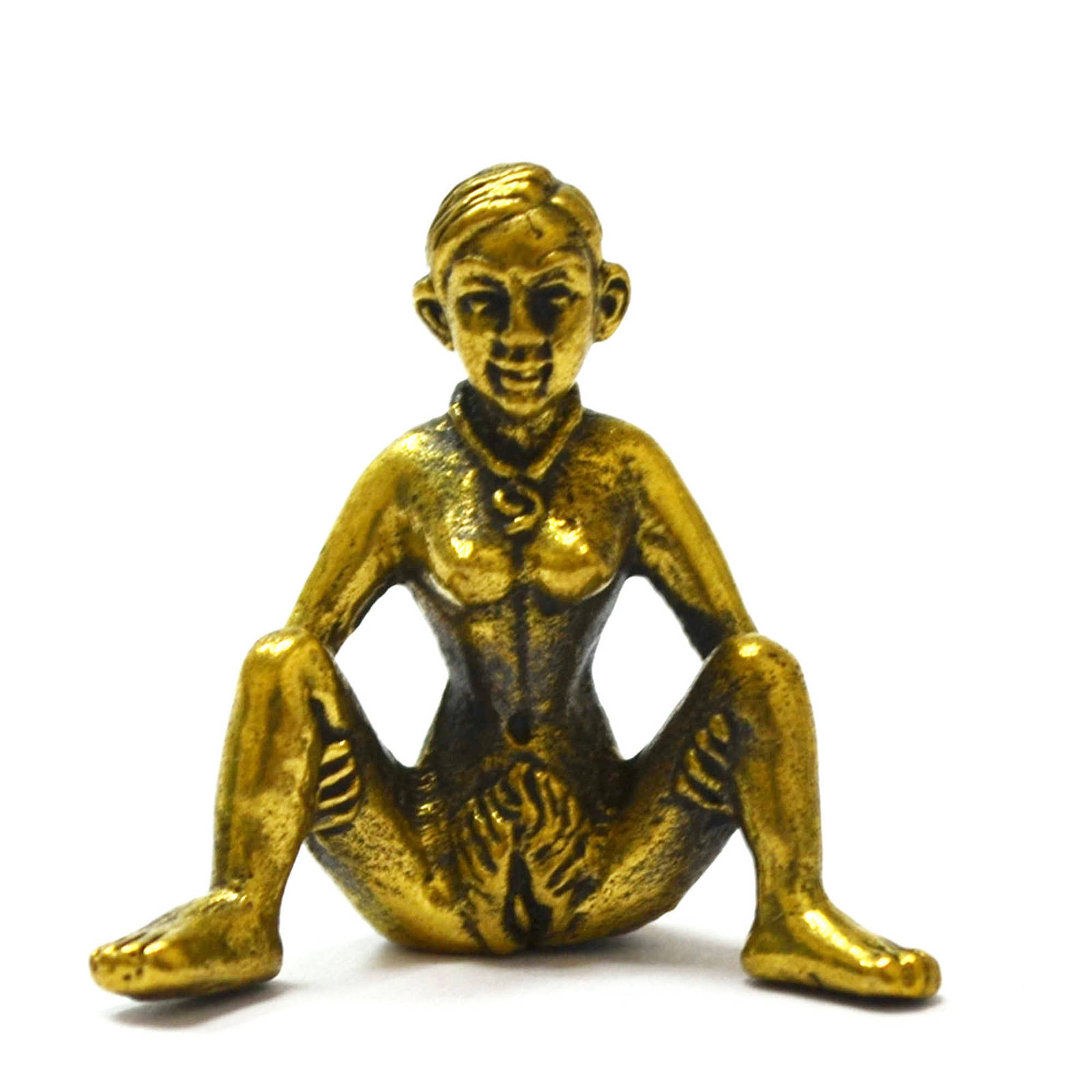 Thai Brass Phallic Phallus Naked Nude Lady Sitting Buddhist Blessing Gift Amulet Amulets