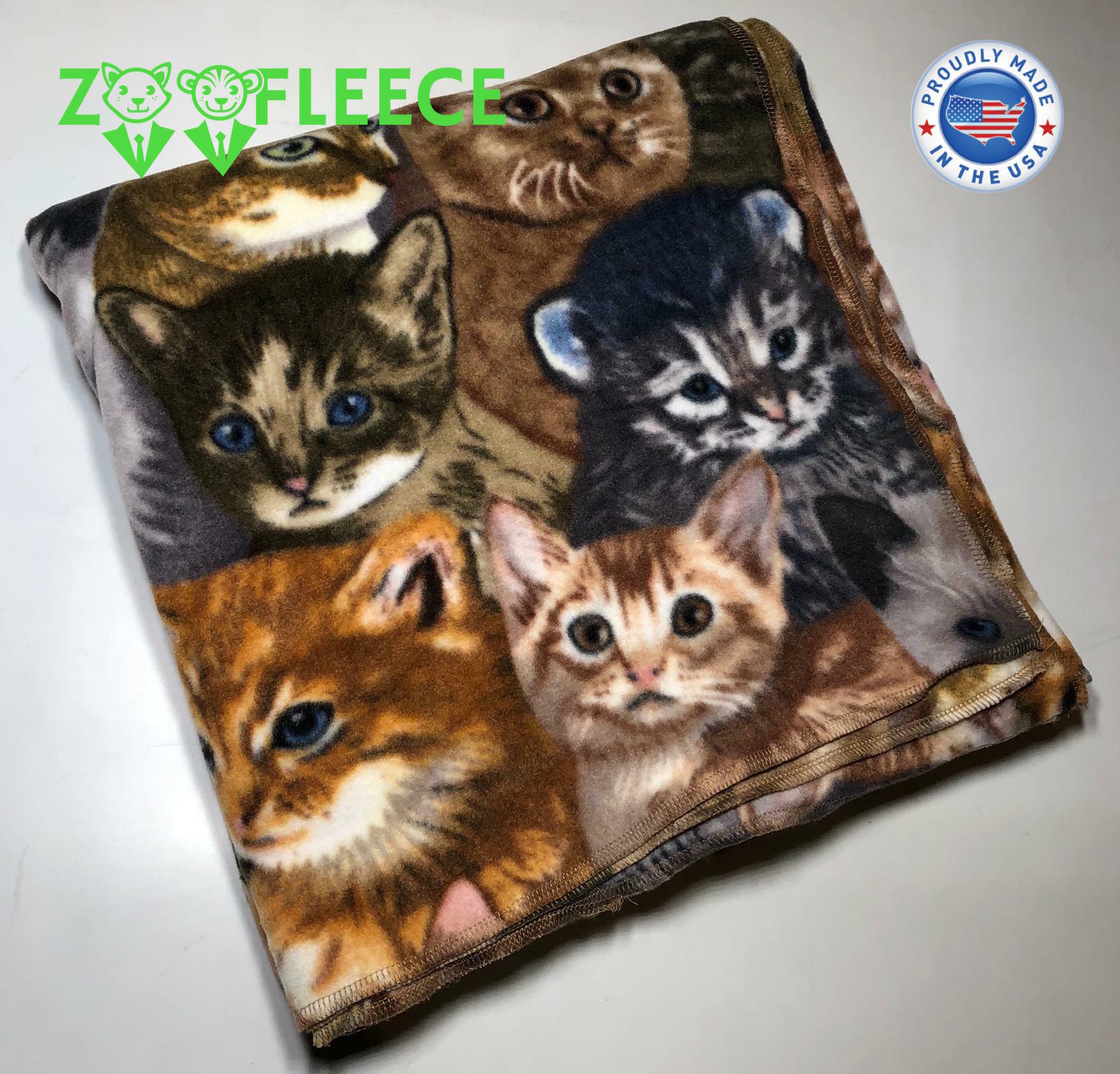 ZooFleece Cat 50X60 Blanket Gray Throw Kitty Kittens Feline Winter Cats Gift