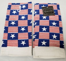 2 SAME PRINTED KITCHEN TOWELS (15&quot;x25&quot;) PATRIOTIC, AMERICAN STARS &amp; STRI... - $10.88