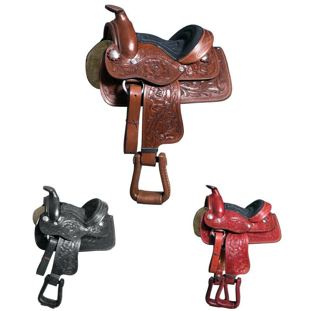 8" Kids Youth Children Miniature Pony Saddle Leather Western Toddler U