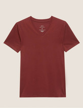 Armani Exhange Short-Sleeved Pure Pima Cotton Jersey V-Neck Burgrundy,S - $31.49