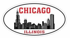 Chicago Illinois Oval Bumper Sticker or Helmet Sticker D3312 Euro Oval - $1.39+