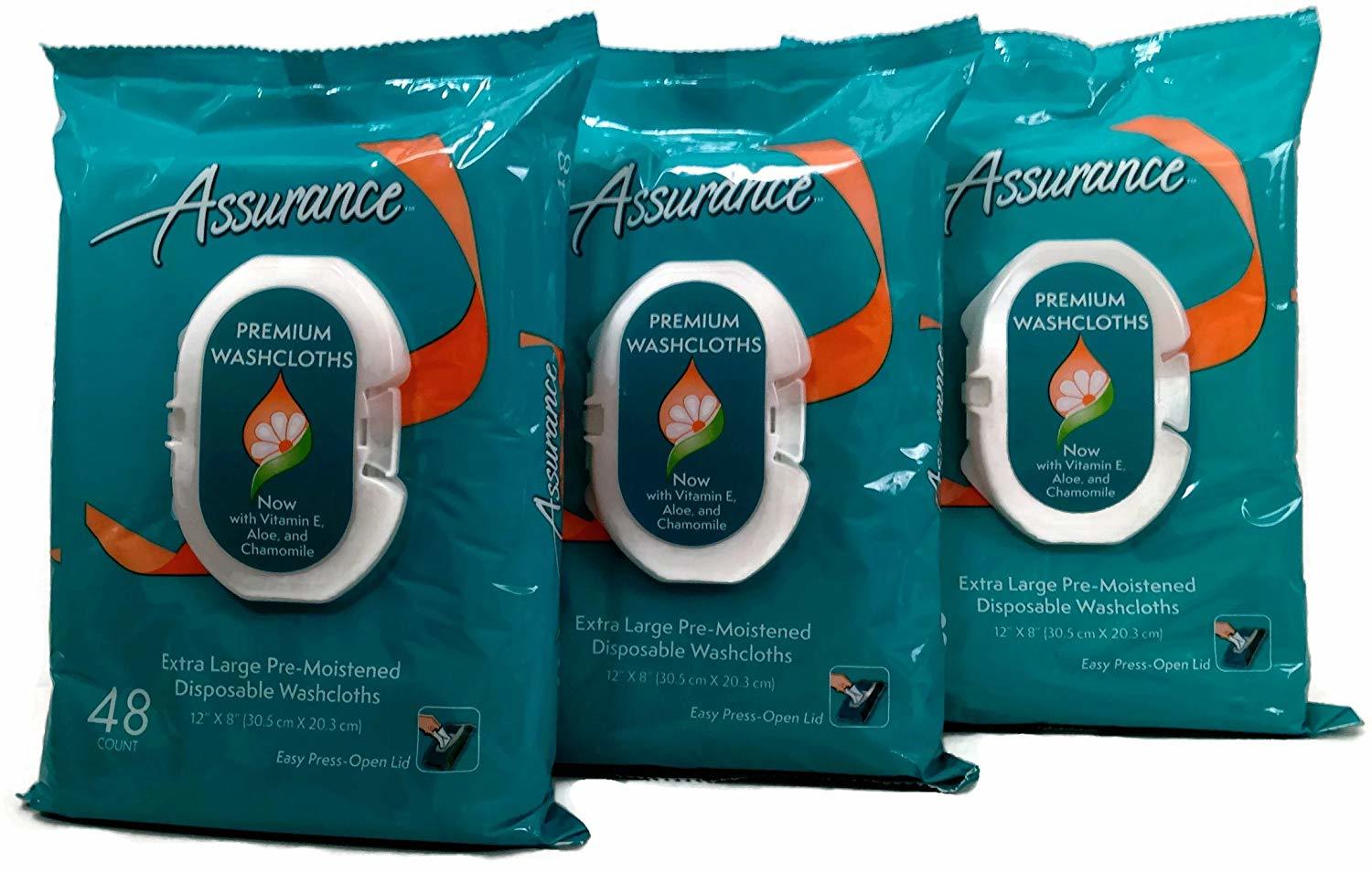 Assurance Premium Premoistened Disposable Washcloths, Extra Large