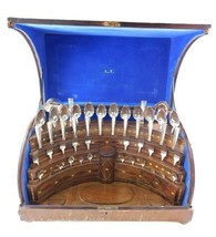 750 Silver (Unknown) Flatware Set Service 50 Pieces Fitted Box T Mono Vintage - $3,200.00