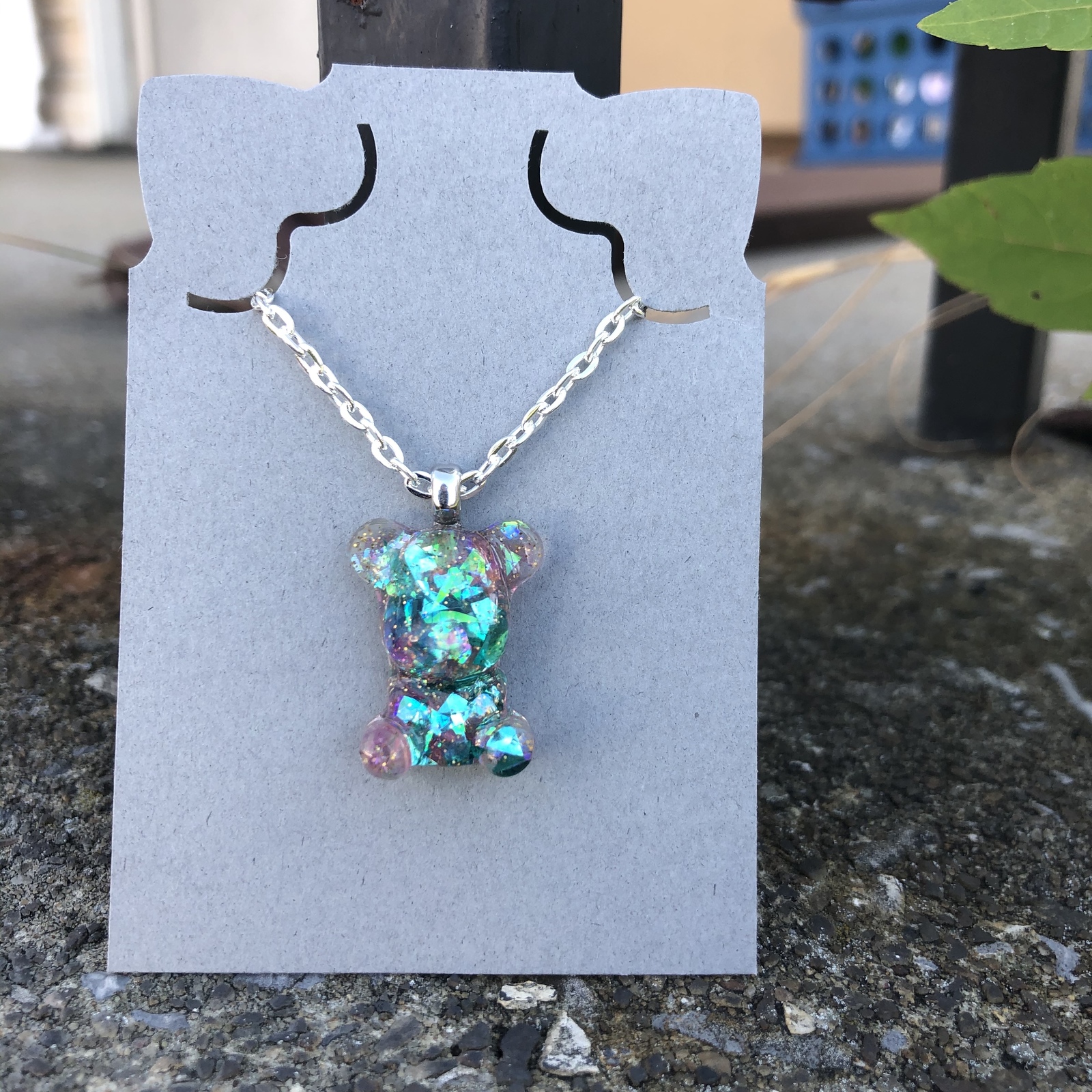 Resin Gummy Bear Charm Necklace (Turquoise & Pink) Necklaces & Pendants