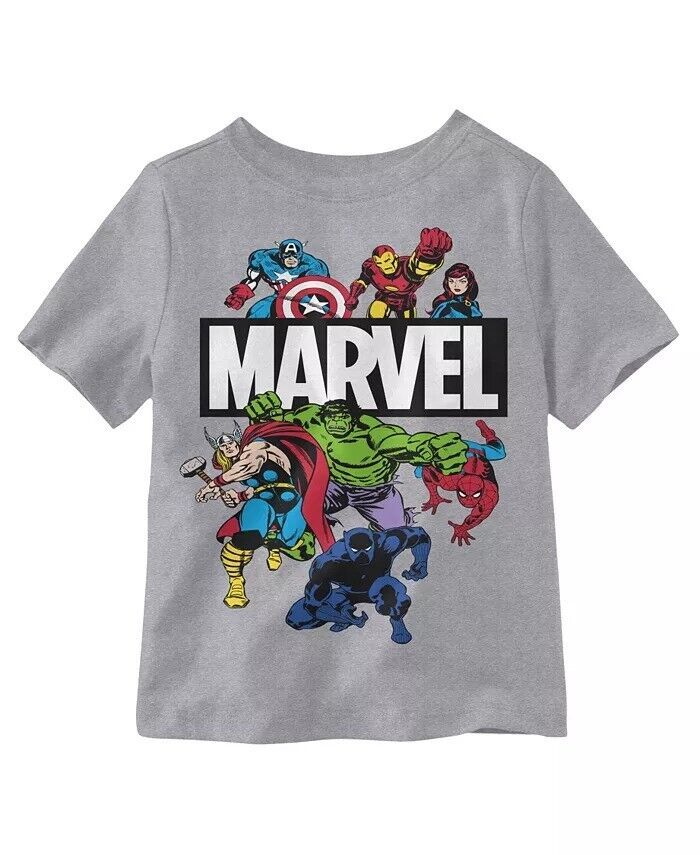 Hybrid HEATHER GRAY Toddler Boys Marvel Crew Short Sleeves T-Shirt, US 2