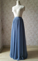 DUSTY BLUE Tulle Maxi Skirt Floor Length Dusty Blue Bridesmaid Skirt Outfit image 10