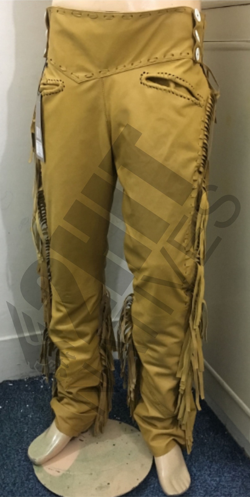Mens New Native American Buckskin Tan Leather Fringes Hippy Western