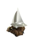 Vintage John Perry Sailboat Dolphin Burl Wood Art Sculpture Marine Sea L... - $69.30