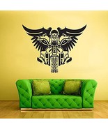 Wall Vinyl Sticker Bedroom Decal Motorcycle Moto Bike Biker Wings Helmet - $59.85