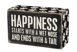 Happiness Starts with West Nose  Box Sign Primitives Kathy 4" x 2.5" dog - $10.95
