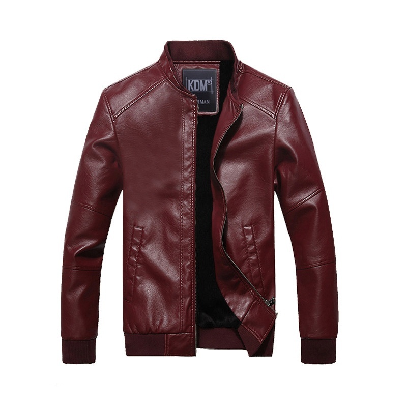 Men's Autumn and Winter Plus Cashmere Leather Jacket Europe and The United State