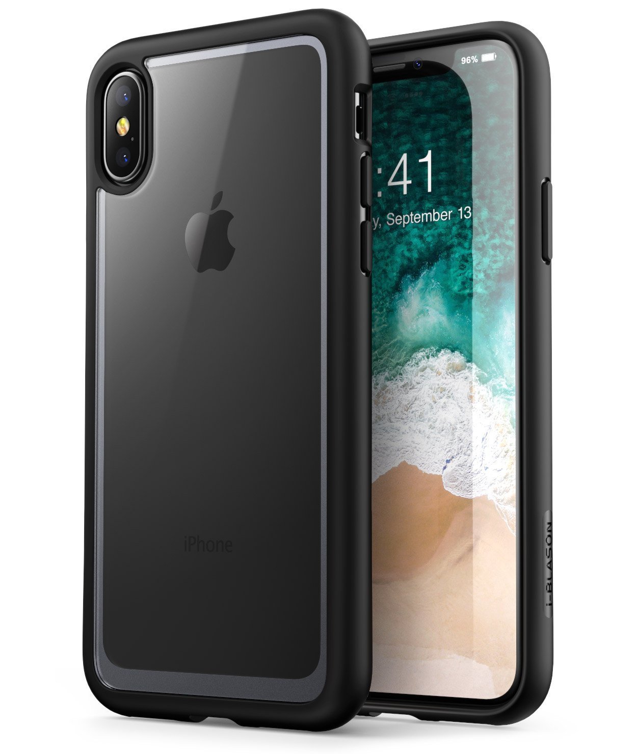 iPhone X Case, [Scratch Resistant] i-Blason Clear [Halo Series], Black