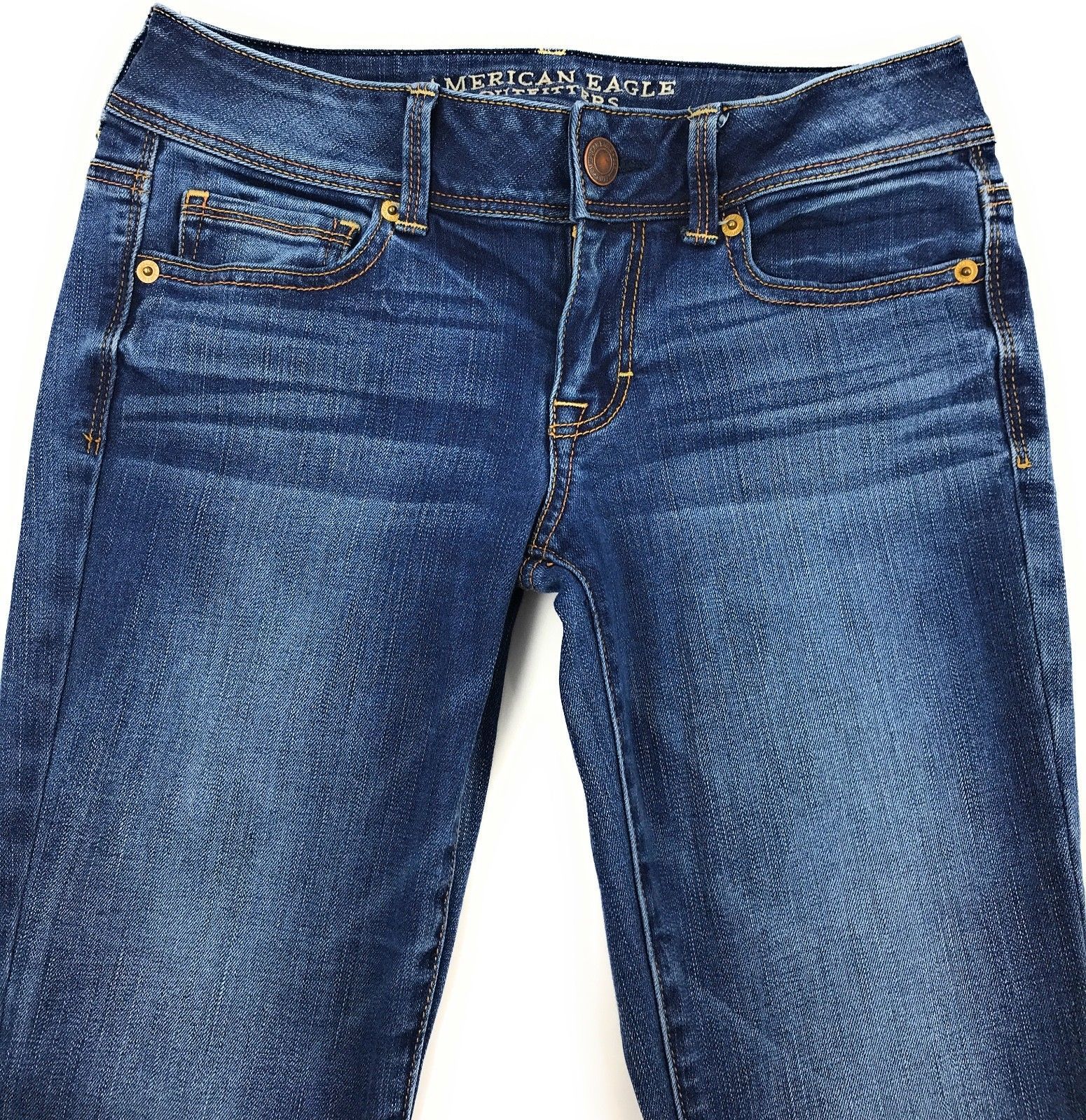 American Eagle Outfitters Kick Boot Super Stretch Low Rise Blue Jeans ...
