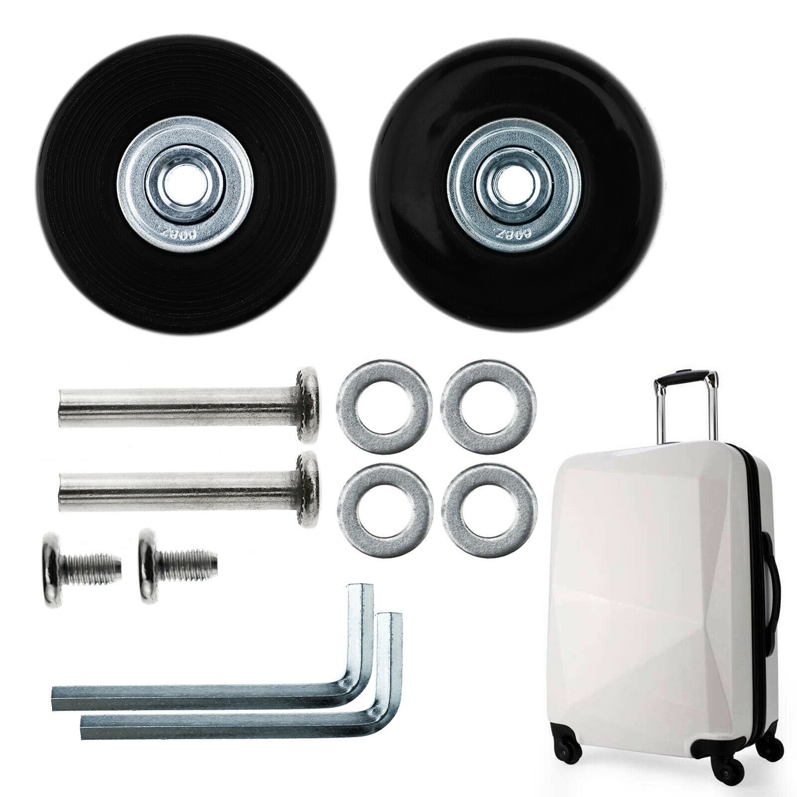 1 Pair/ 2 Pair Luggage Wheels Repair 35mm Axles Kit Replacement Metal ...