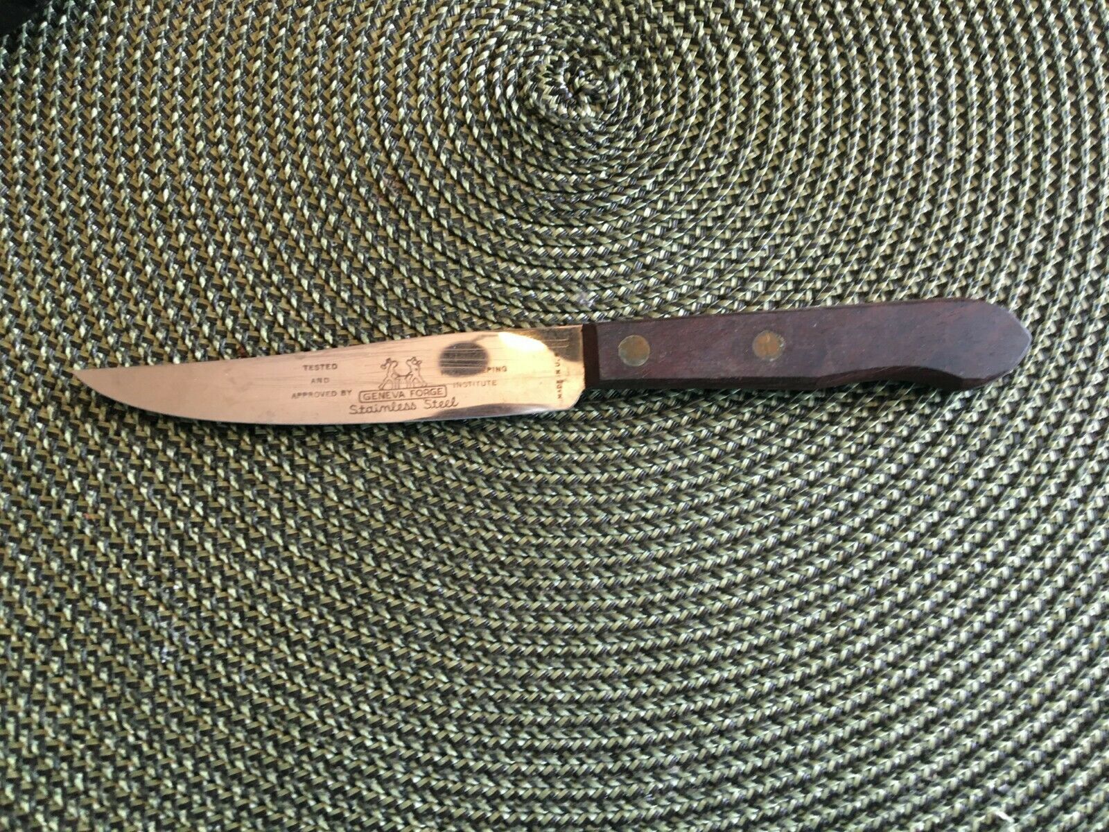 Geneva Stainless Steel knife 4" blade 71/2" overall USA