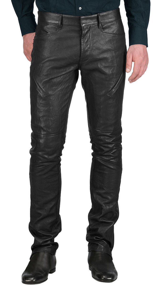 Image of CASUAL MEN LEATHER PANT GENUINE REAL LEATHER TROUSER MEN BIKER LEATHER PANT 14