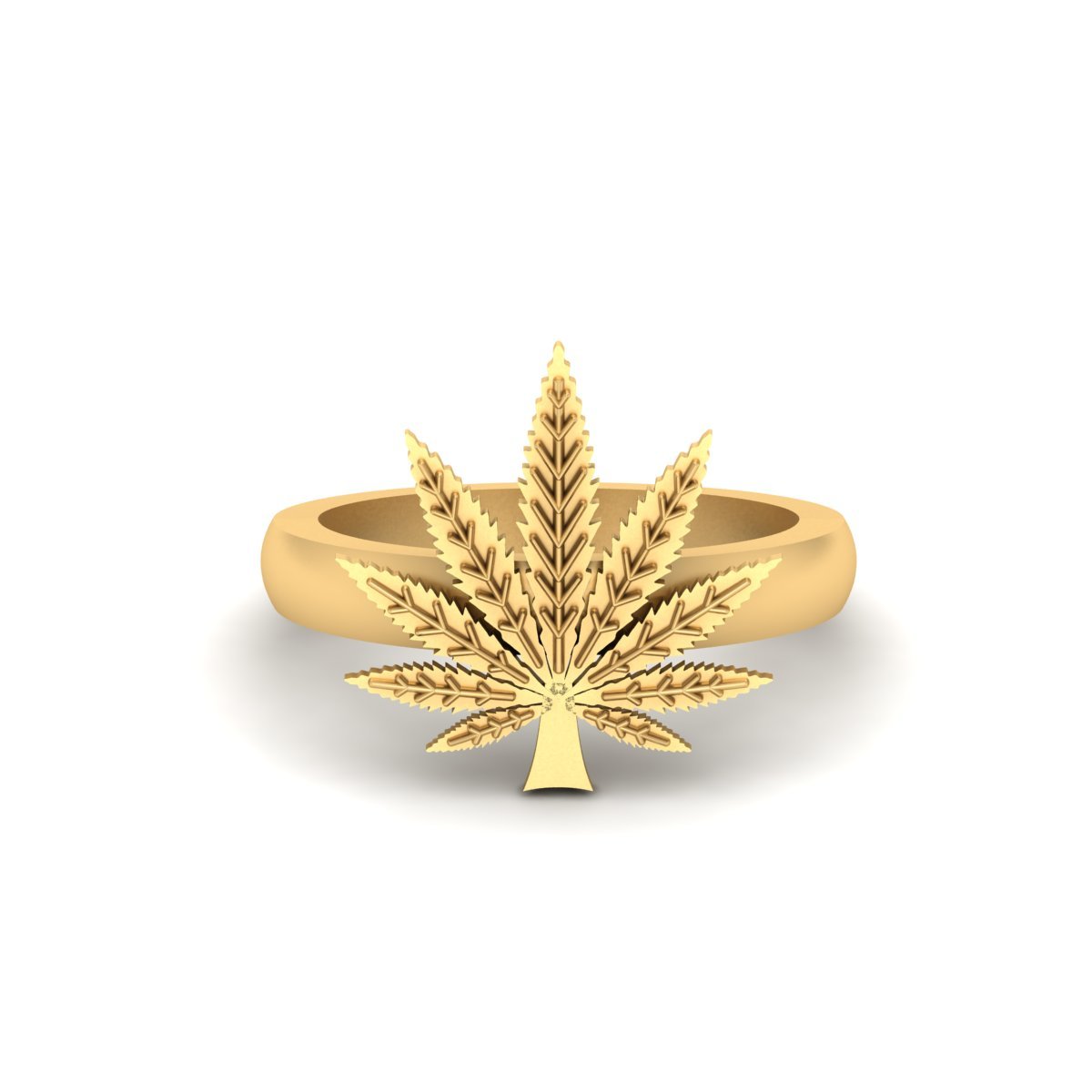 Marijuana Leaf Cannabis Ring Yellow Fn 925 Sterling Silver Ring Womens Jewelry