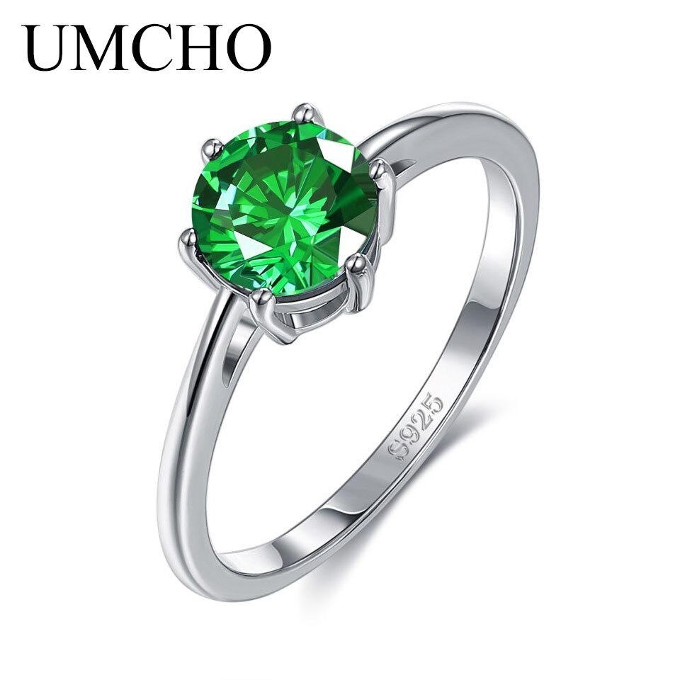 UMCHO Elegant Real 925 Sterling Silver Wedding Rings Zircon Ring for Women Charm