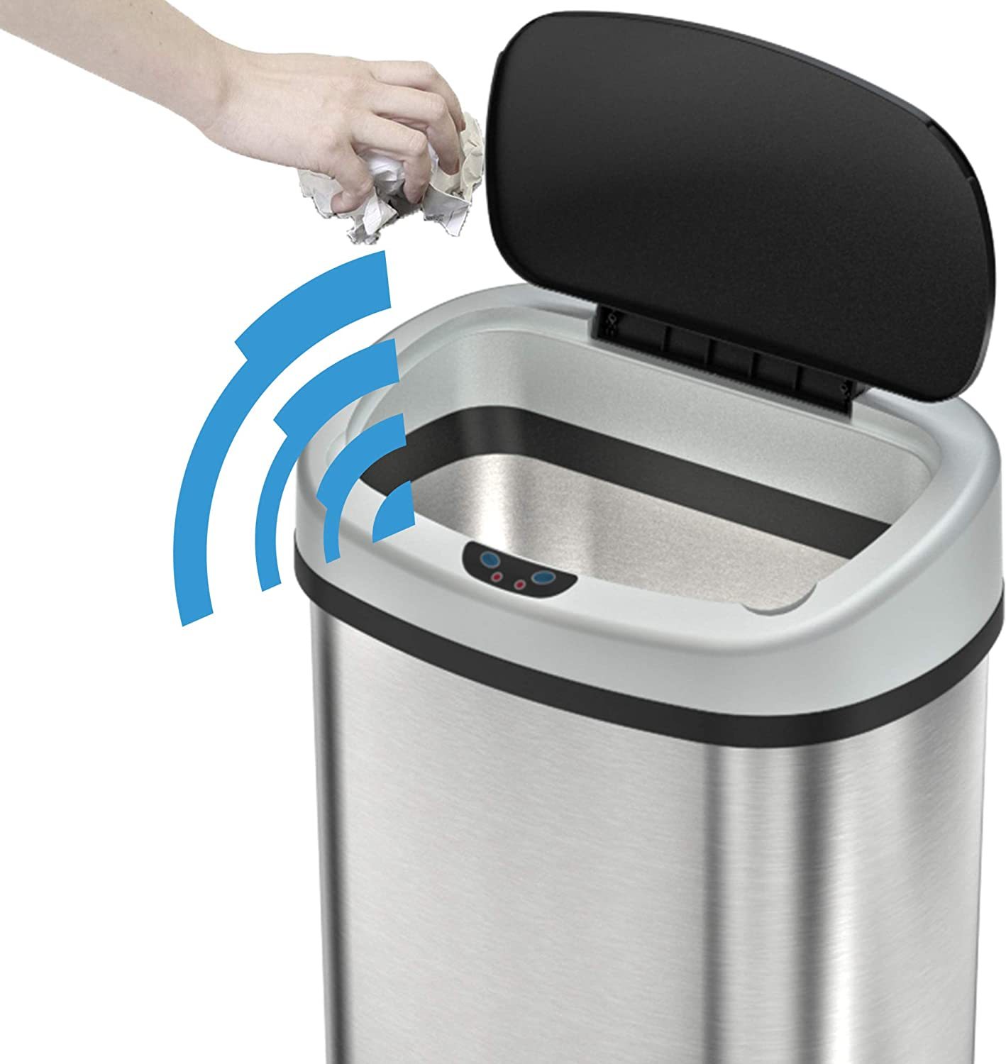 Kitchen Garbage iTouchless Sensor 13 Gallon Oval Trash Can Odor Control