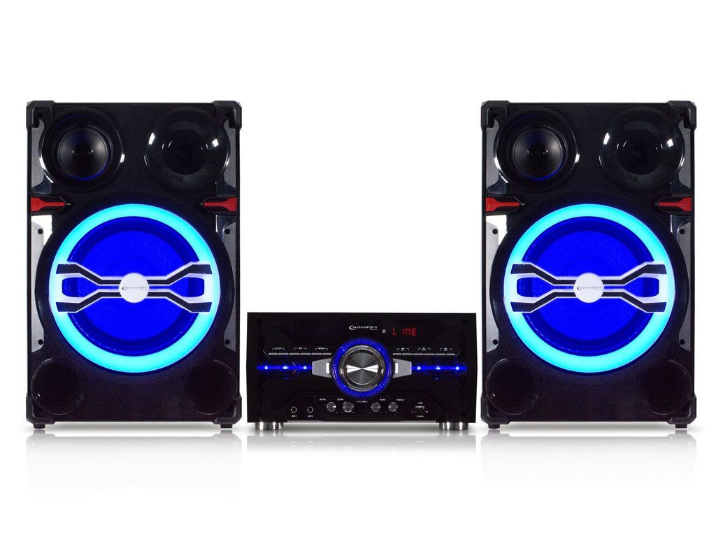 Technical Pro 10 Bluetooth LED Home Entertainment Speaker System w/ Microphone
