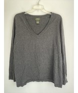 Eddie Bauer Sweater Mens XL Cashmere Cotton Gray V-Neck Pullover Long Sl... - $16.82