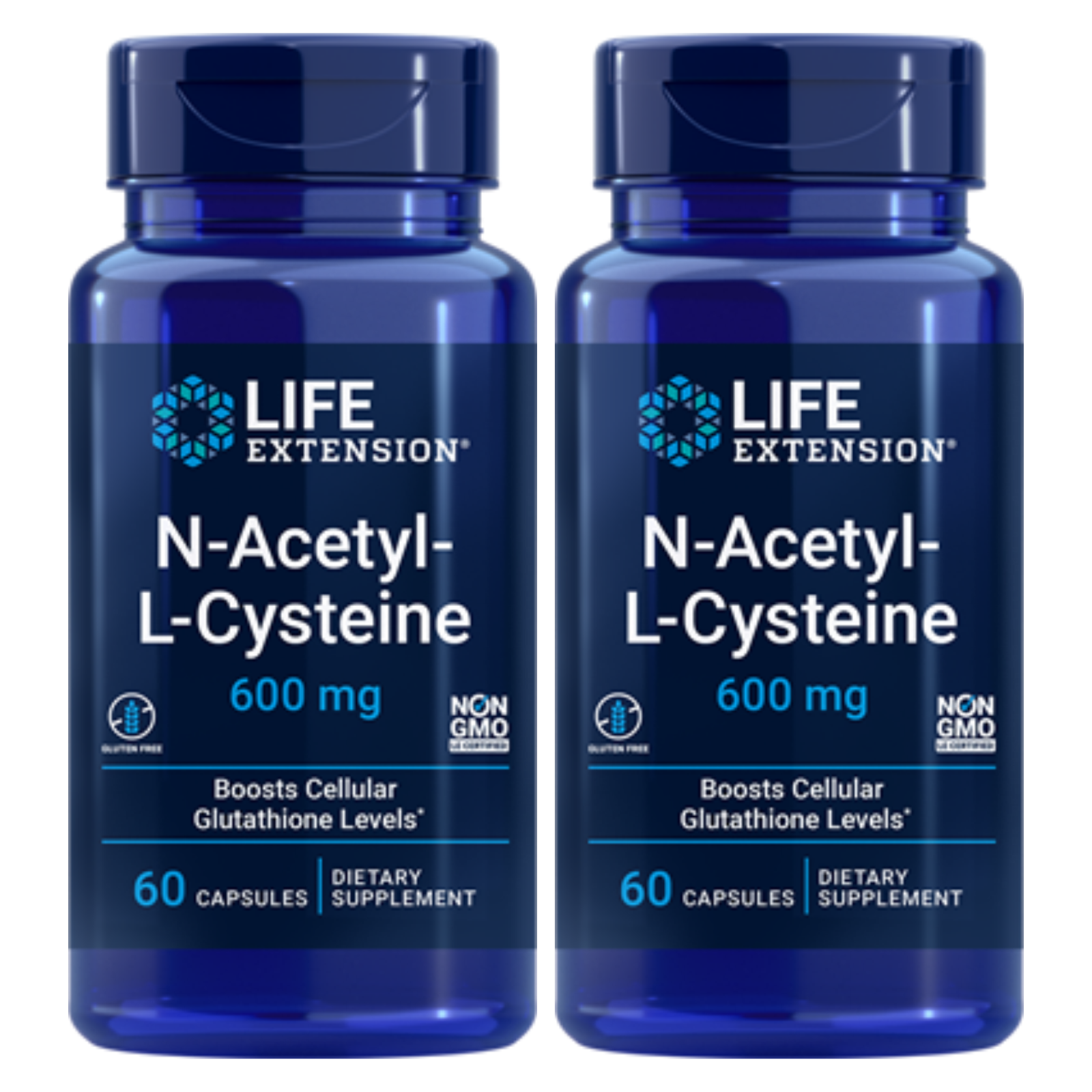 N-ACETYL- L- CYSTEINE (NAC)  600mg 60 Capsule LIFE EXTENSION - 2 BOTTLES.