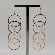 925 STERLING SILVER GOLD PL PENDANT EARRINGS WITH WORKED CIRCLES BY MARIA IELPO image 2