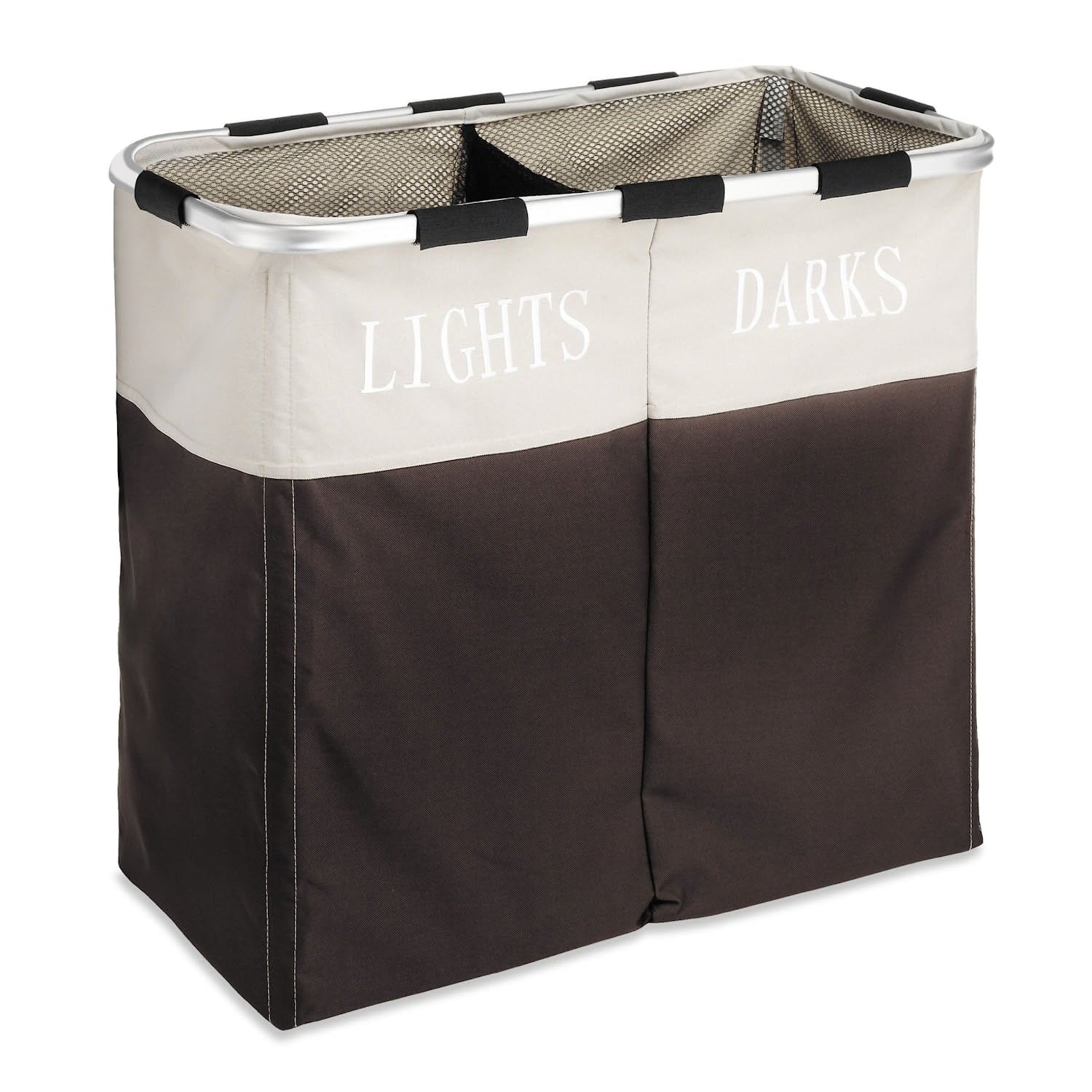 Whitmor Easycare Double Laundry Hamper - Lights and Darks Separator - Espresso