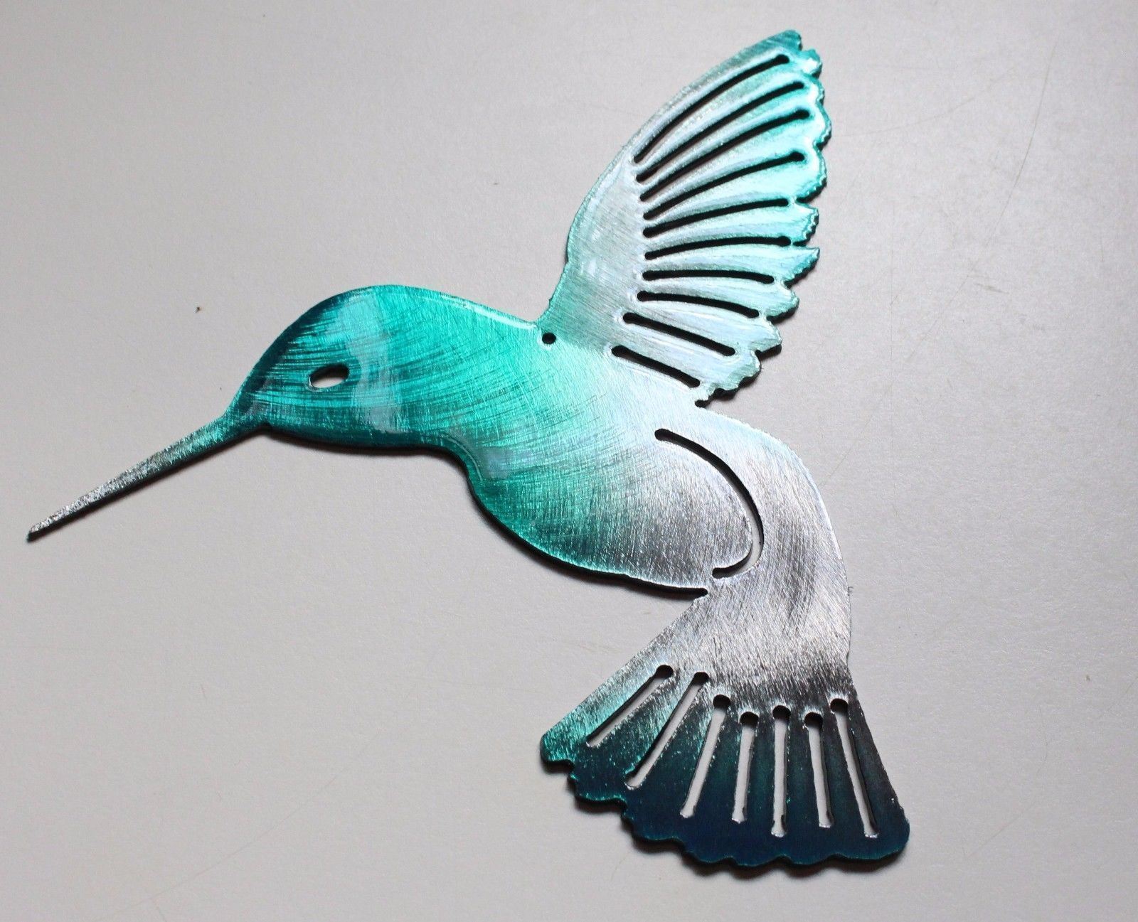 Hummingbird Pair (Left & Right) - Metal Wall Art - Teal Tinged 12