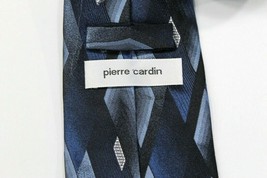 Vintage Mens Necktie Pierre Cardin Blue Geometric silk blend Abstract Euc - $16.04