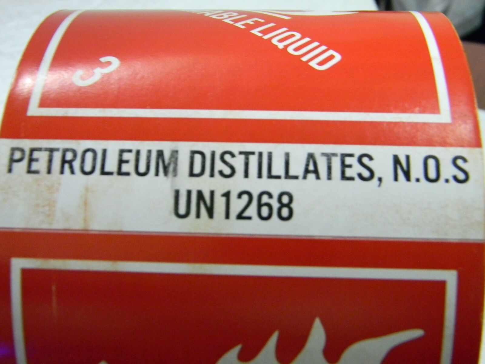 NMC Flammable Liquid 3Petroleum Distillates Paper Label UN1268AL