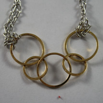 .925 RHODIUM SILVER AND YELLOW GOLD PLATED BRACELET WITH CIRCLES image 2