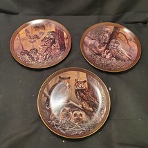 Bradford Exchange Set of 3 Family Circles Owl Plates D.L. “Rusty” Rust 1993 -1-3 - $28.50