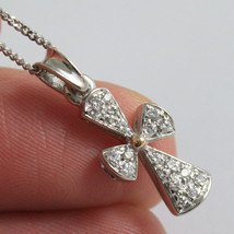 SOLID 18K WHITE GOLD NECKLACE WITH CROSS, DIAMONDS, DIAMOND MADE IN ITALY image 2
