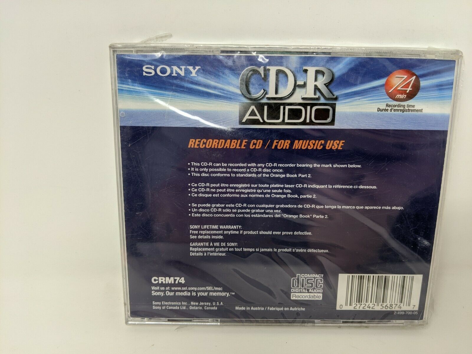 Sony CDR 74 Min Recordable Compact Disc (New & Sealed) Usually ships