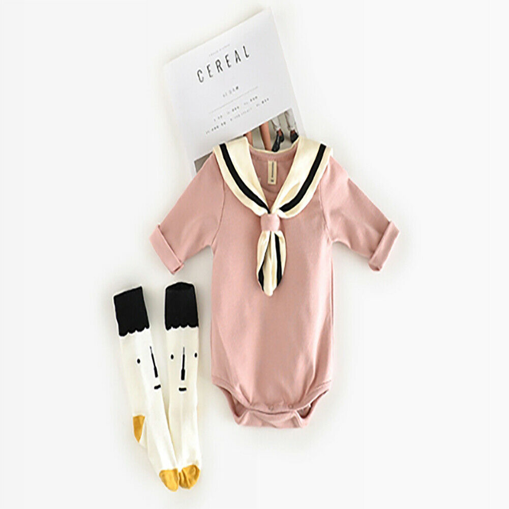NewBorn Baby Boys Girls Infant Sailor Cotton Casual Long Sleeve Romper Bodysuit