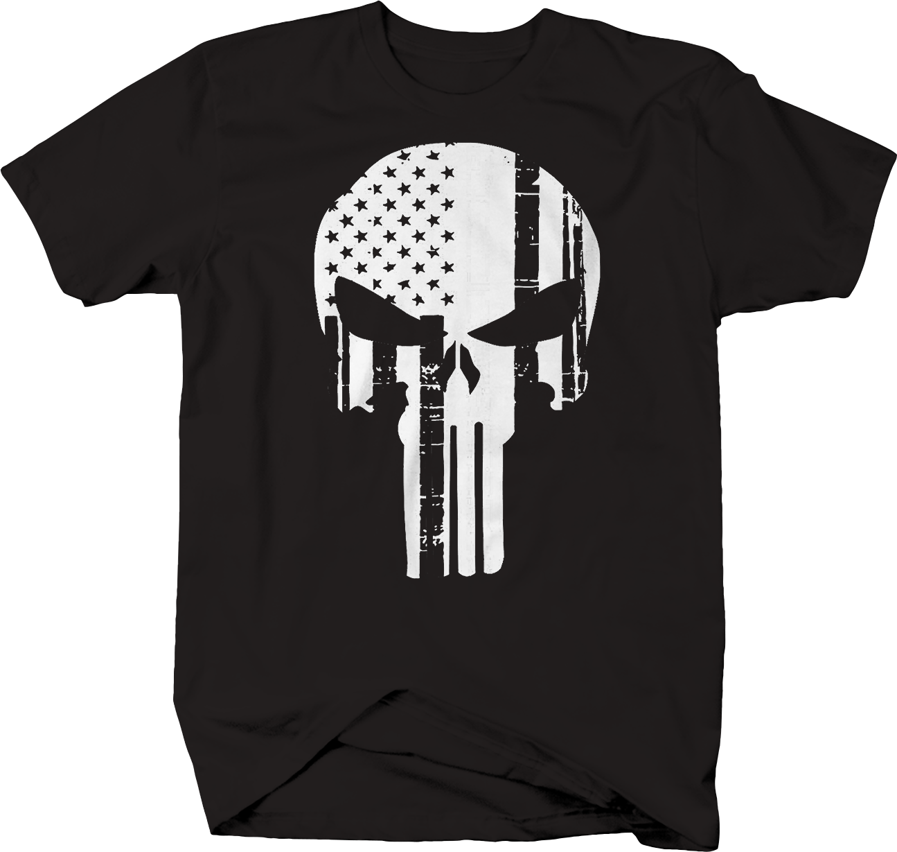 Punisher Skull Military Stars Stripes Flag Distressed T-Shirt - T ...