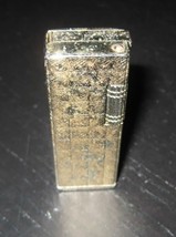 SUNEX GOLD Tone Art Deco Pattern Lift Arm Side wheel Lighter Gas Butane ... - $11.99