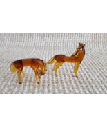 Glass Mini Horse Figurines Amber/Brown Set of 2 Approx. 2&quot; - $5.95