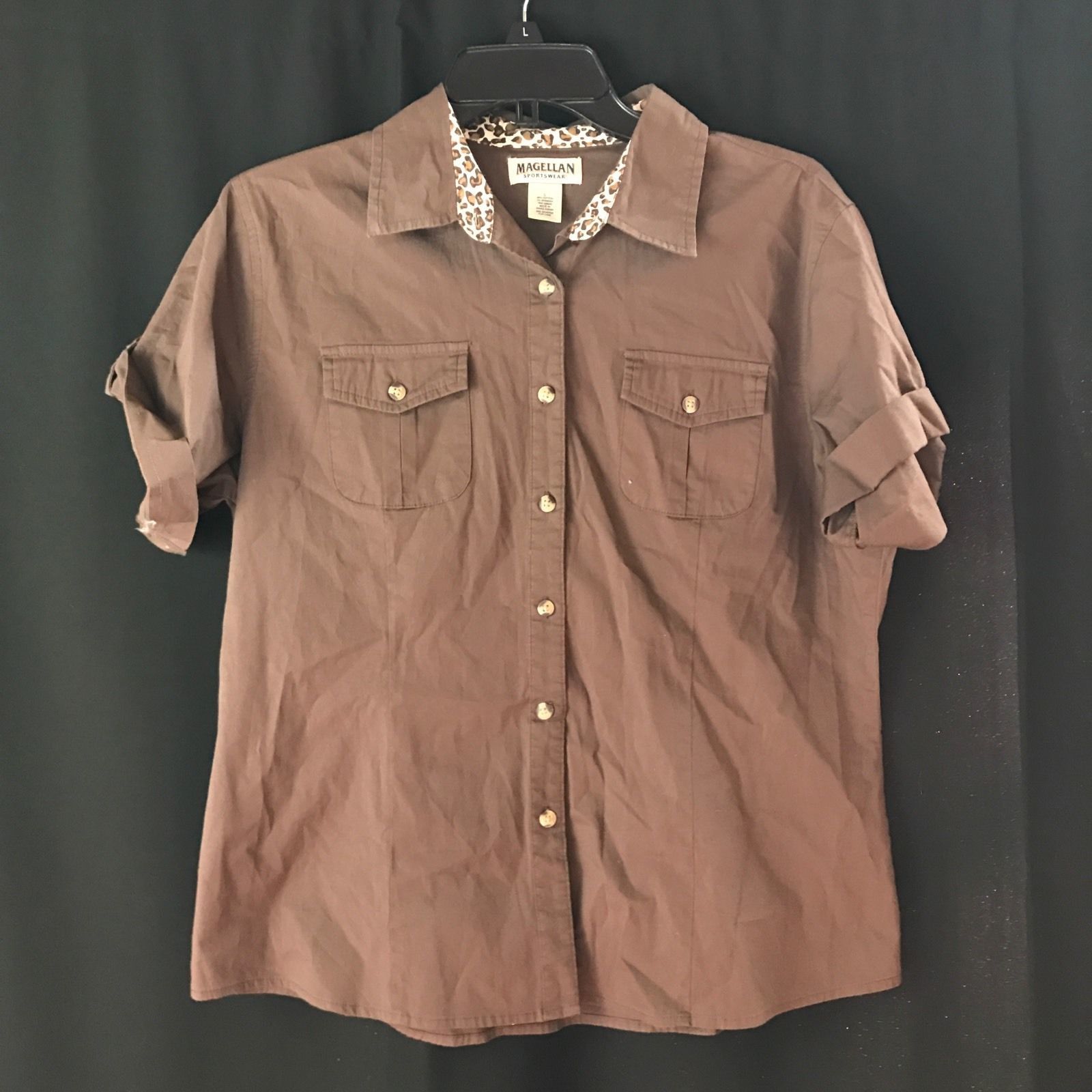 Kids Brown Magellan Fish Gear Button Up Shirt Size L Tops, Shirts & T