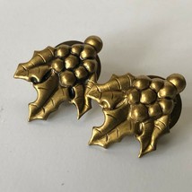  Vintage Christmas Holly Berry Brass Pin Gold Tone Set Lot Holidays - $12.00